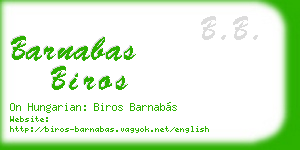 barnabas biros business card